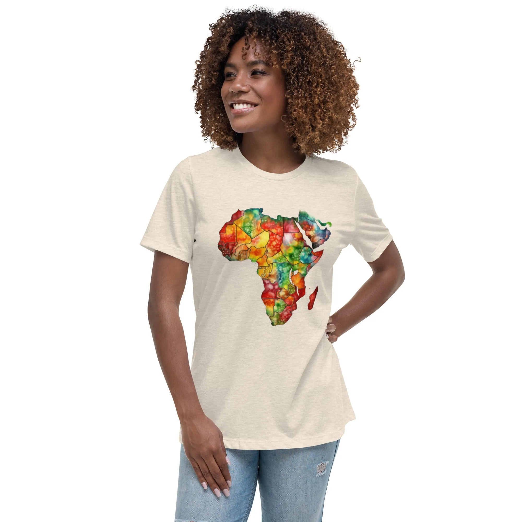 Women's Relaxed T-Shirt, Africa Map, Gift, Back to School.