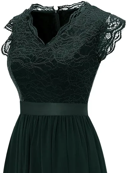 Women's V Neck Dress/Sleeveless Lace Dress/Bridesmaid Dress/Wedding Dress,  Party Gown
