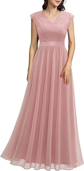 Women's V Neck Dress/Sleeveless Lace Dress/Bridesmaid Dress/Wedding Dress,  Party Gown