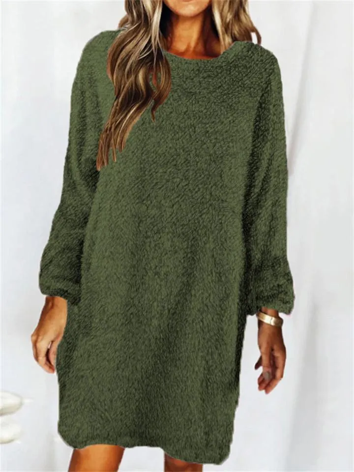 Women's Winter Casual Daily Wear Loose Thermal Plush Dresses