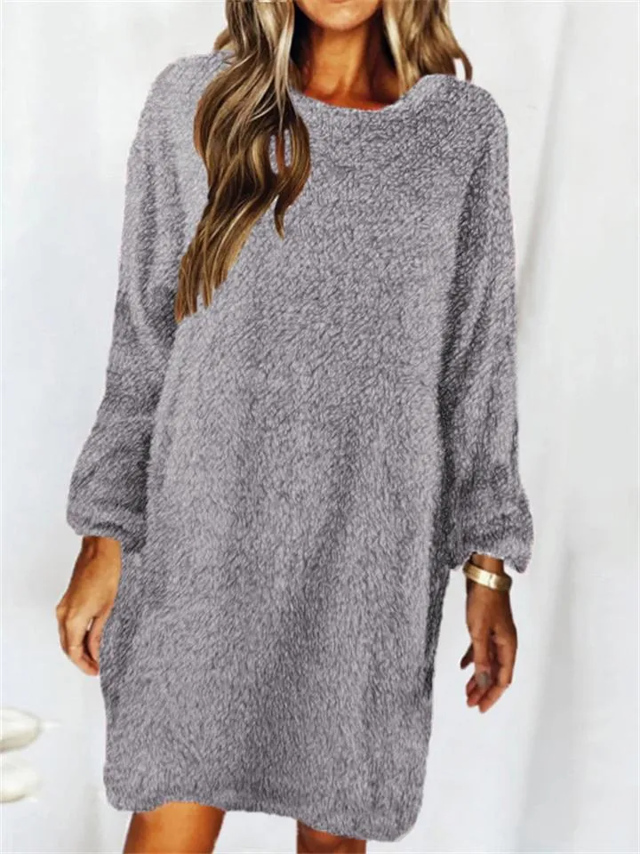 Women's Winter Casual Daily Wear Loose Thermal Plush Dresses
