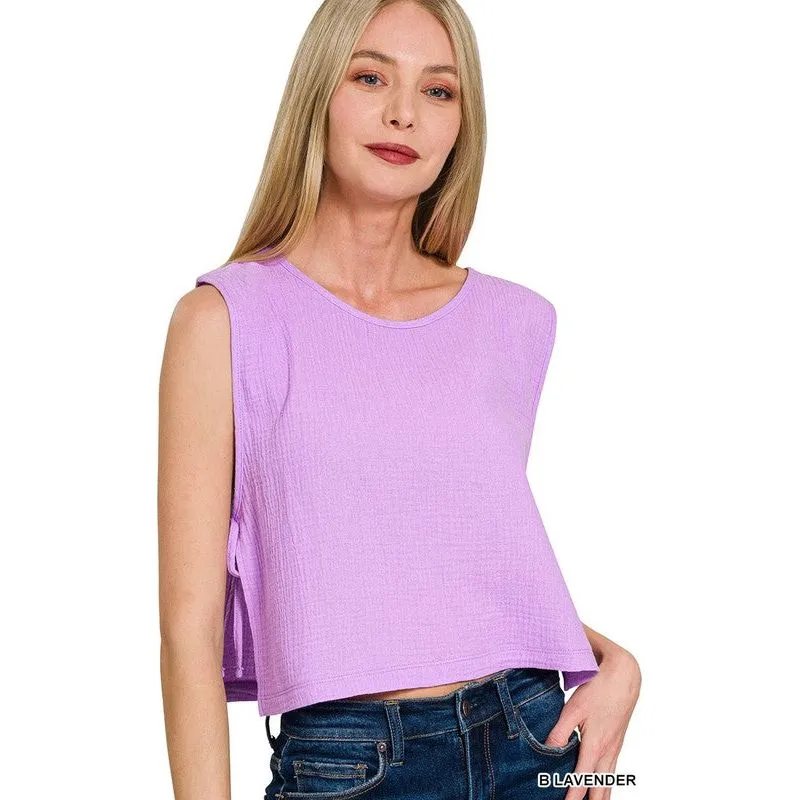 Woven Airflow Side Sleeveless Top